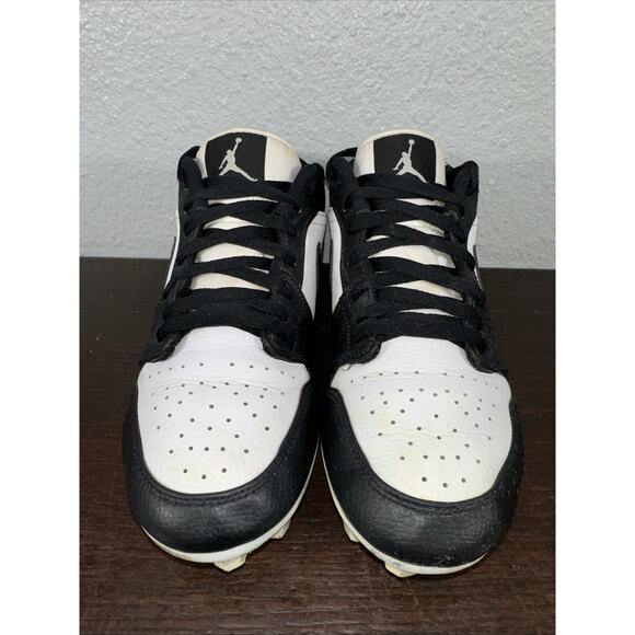 Nike Air Jordan 1 Low TD Football Cleats White/Black-Black Size 8 Pre Owned - Picture 2 of 9